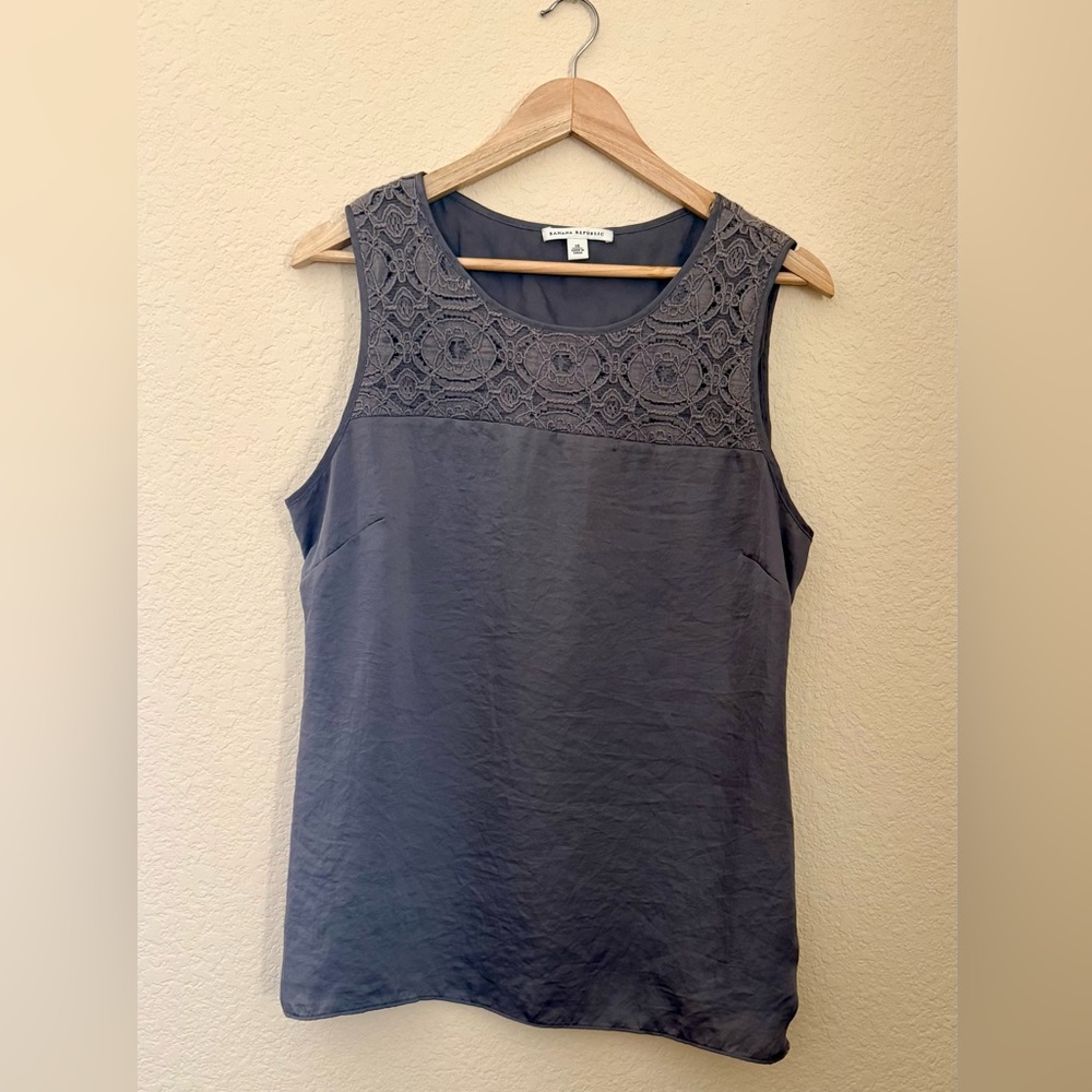 Banana Republic Charcoal Lace Detail Blouse